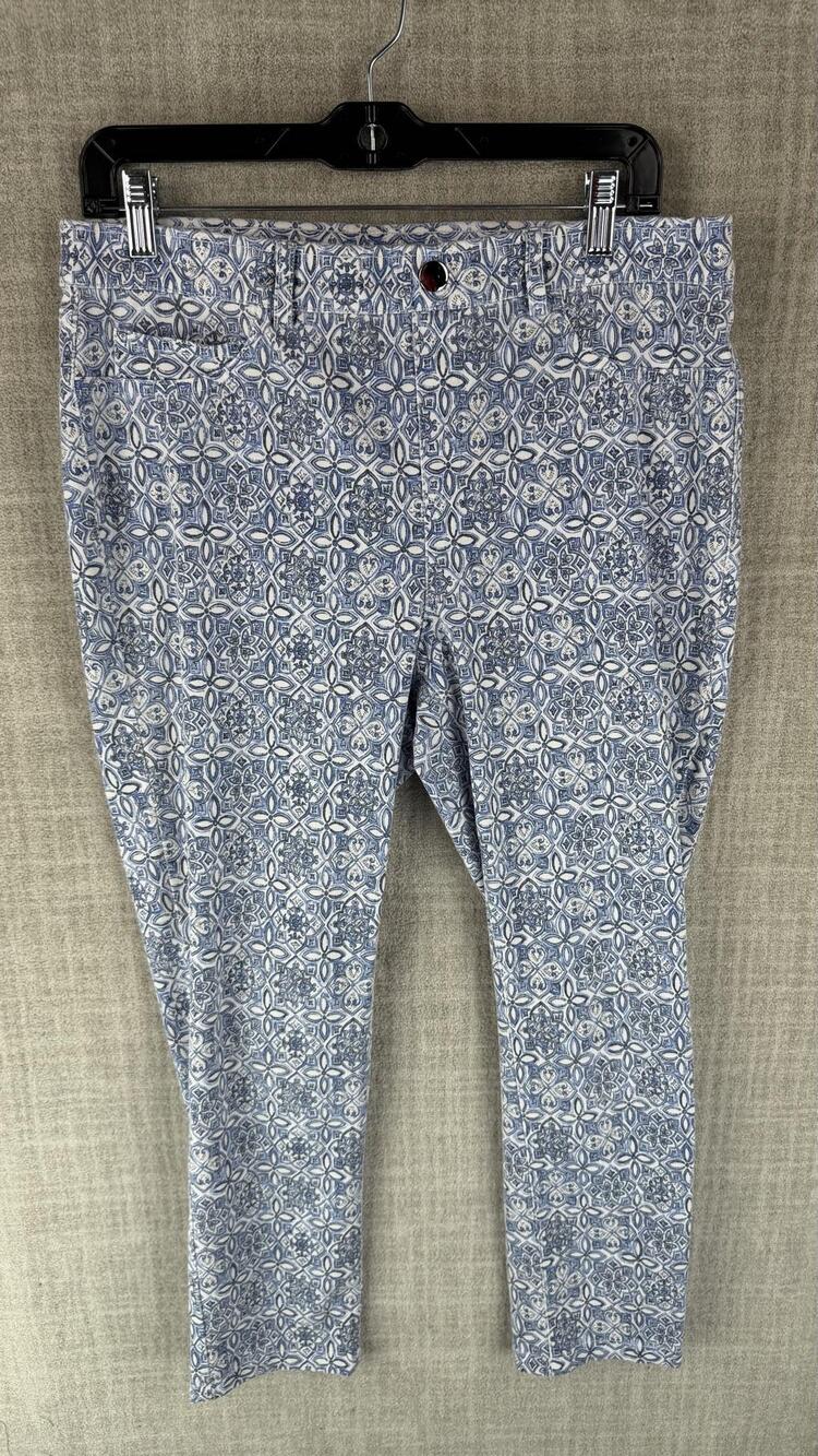 Rafaella Pants Womens 14 Blue Ankle Tapered Cotton Blend Stretch Pockets
